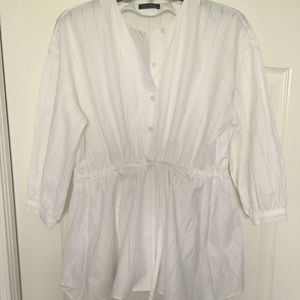 Anthropologie - MDS Stripes White Peplum Shirt